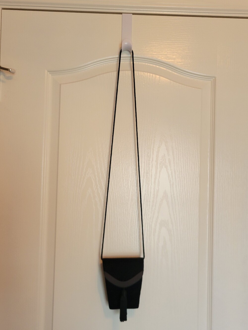 Valerie Stevens Black Velvet Tassel Evening Bag With Braided Satin Strap.